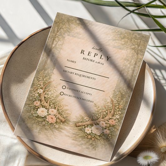 Geweibloem Boho Bruiloft RSVP Kaartje