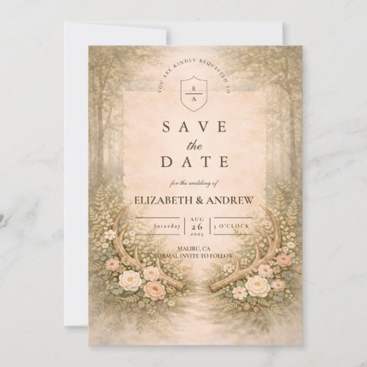 Geweibloem Boho Bruiloft Save The Date (Voorkant)