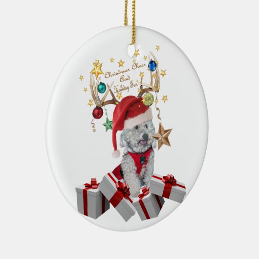 geweien , kerst en de cockapoo keramisch ornament (Rechts)