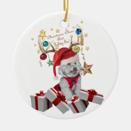 geweien , kerst en de cockapoo keramisch ornament