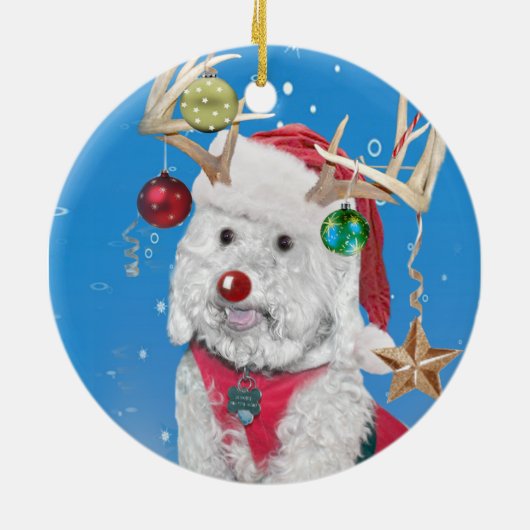 geweien , kerst en de cockapoo keramisch ornament (Achterkant)