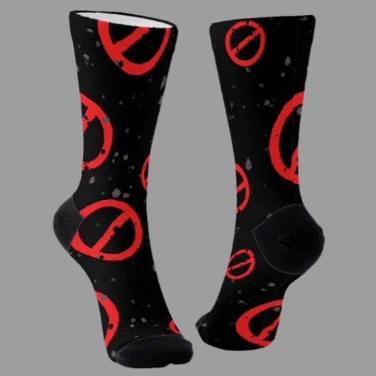 Geweigerde Symbool Crew Socks – Helderrood & Zwart Sokken