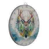 Geweih Hirsch Wald Bäume Dartbord (Voorkant Links)