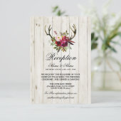 Geweih Rustieke Trouwreceptie Kaarten Hout (Staand voorkant)