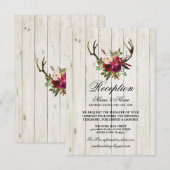 Geweih Rustieke Trouwreceptie Kaarten Hout (Voorkant / Achterkant)