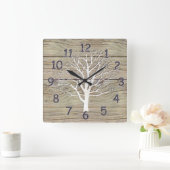 Gewekte driftwood met boomstructuur vierkante klok (Huis)