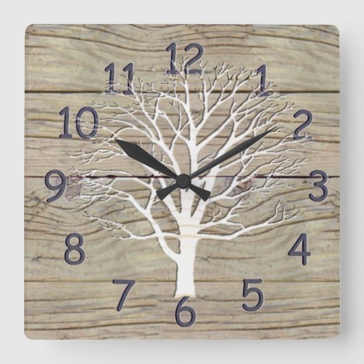 Gewekte driftwood met boomstructuur vierkante klok (Voorkant)