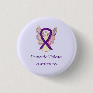 Geweld binnen het gezin Angel Ribbon Pin Ronde Button 3,2 Cm