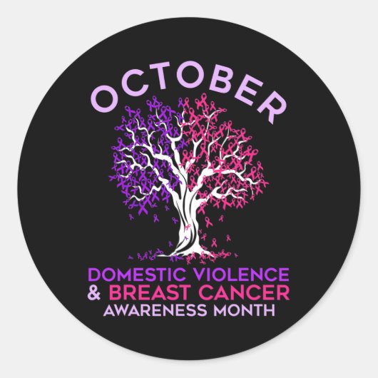 Geweld binnen het gezin en borstkanker ronde sticker (Voorkant)