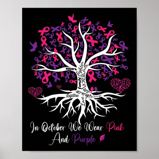 Geweld Borstkanker Awareness Month lintboom Poster (Voorkant)