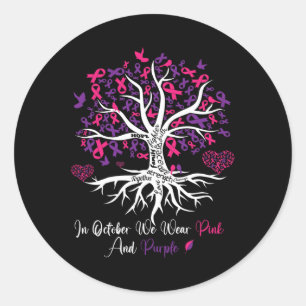 Geweld Borstkanker Awareness Month lintboom Ronde Sticker