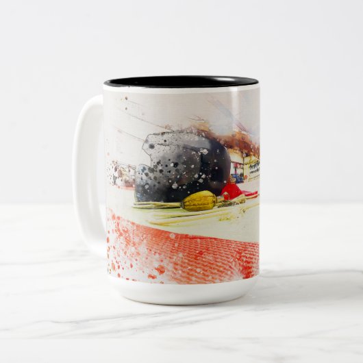 Geweld in rust tweekleurige koffiemok (Voorkant links)