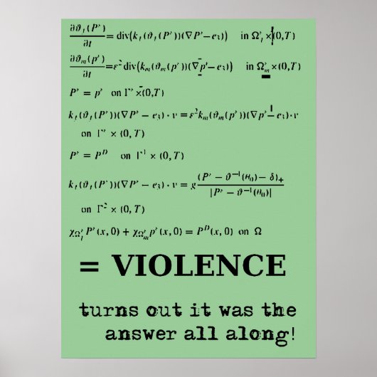 Geweld is het antwoord Funny Print Poster-teken (Voorkant)
