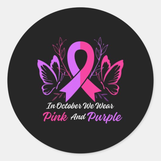 Geweld T-shirt Borstkanker Awareness Month Ribbon Ronde Sticker (Voorkant)