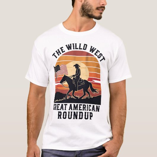 Geweldig Amerikaans roundup shirt, cowboy T-shirt (Voorkant)