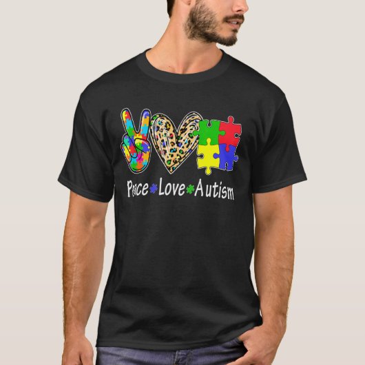 Geweldig Autisme Bewustzijn Vredes Puzzelstukken T-shirt (Voorkant)