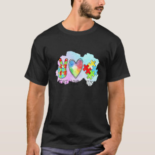 Geweldig Autisme Bewustzijn  Vredesteken Liefde Pu T-shirt