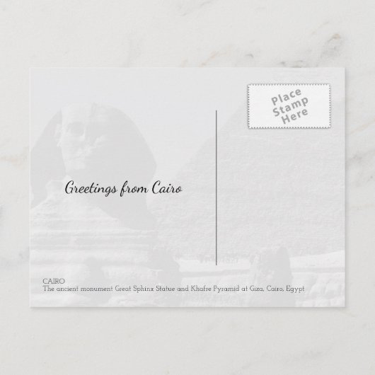 Geweldig beeld Giza Caïro Egypte reizen Briefkaart (Achterkant)