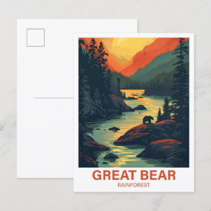 Geweldig Beer Regenwoud Canada Illustratie Reizen Briefkaart