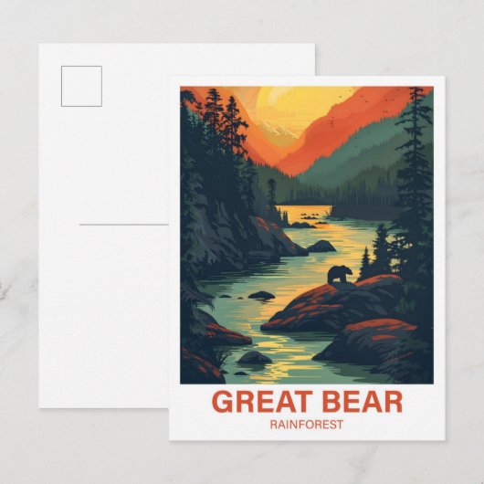Geweldig Beer Regenwoud Canada Illustratie Reizen Briefkaart (Voorkant / Achterkant)