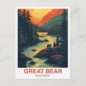 Geweldig Beer Regenwoud Canada Illustratie Reizen Briefkaart (Voorkant)