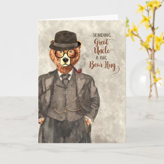 Geweldig Beer van oom Hipster in Suit-Vaderdag Kaart (Gele Bloem)