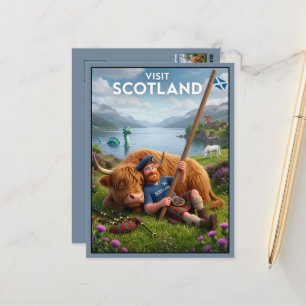 Geweldig Bezoek Schotland 3D Nessie, Eenhoorn Briefkaart