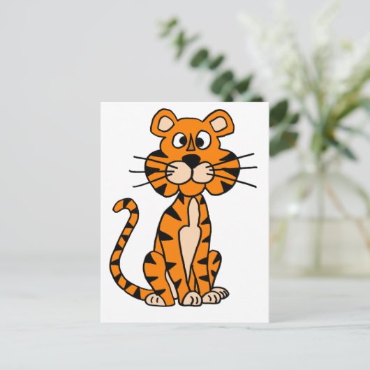Geweldig Cartoon tijgerontwerp Briefkaart (Staand voorkant)