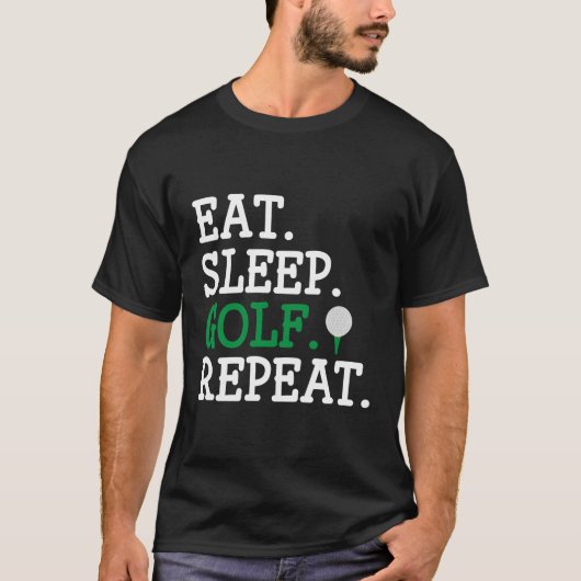 Geweldig Eat Sleep Golf Herhalen T-shirt (Voorkant)