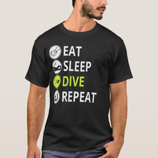 Geweldig Eet Slaap Duik Herhaal T-Shirt Grappig Sc (Voorkant)