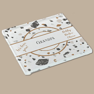 Geweldig effect, papa of opa    Terrazzo Retro Glazen Onderzetter