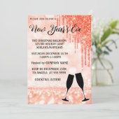 Geweldig, elegant, roze nieuwjaars wijnglas kaart (Staand voorkant)