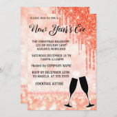 Geweldig, elegant, roze nieuwjaars wijnglas kaart (Voorkant / Achterkant)