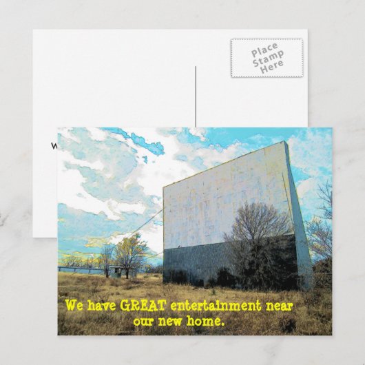 Geweldig entertainment in de buurt - grappige adre aankondigingskaart (Voorkant / Achterkant)