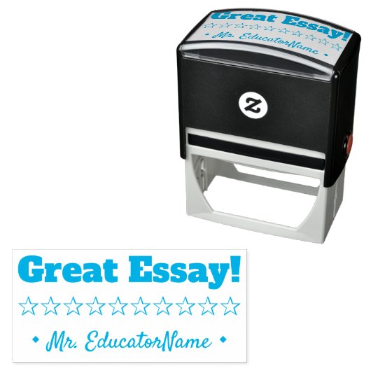"Geweldig Essay" + Rubber Stempel aangepast leraar (In situ)
