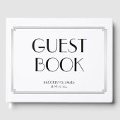 Geweldig Gatsby Art Deco Silver Wedding Guest Book Gastenboek (Voorkant)