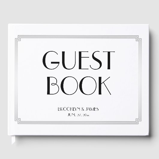 Geweldig Gatsby Art Deco Silver Wedding Guest Book Gastenboek (Voorkant)