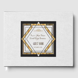 Geweldig Gatsby Gold White Art Deco Wedding Gastenboek