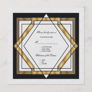 Geweldig Gatsby Gold White Art Deco Wedding Kaart