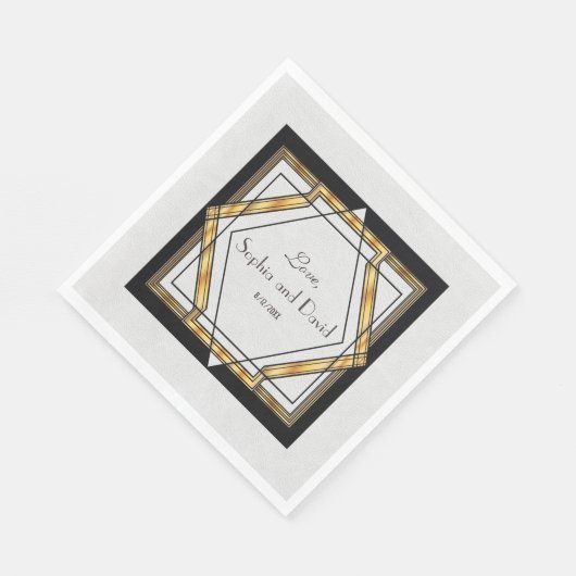 Geweldig Gatsby Gold White Art Deco Wedding Servetten (Hoek)
