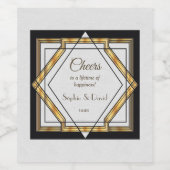 Geweldig Gatsby Gold White Art Deco Wedding Wijn Etiket (Enkel label)