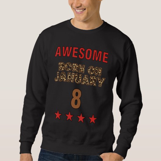 Geweldig geboren op 8 januari 8 Luipaardprint Janu Trui (Voorkant)
