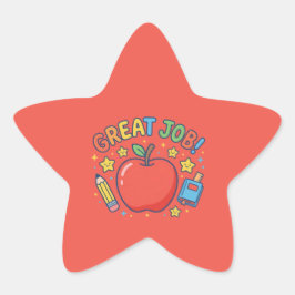 Geweldig gedaan! Zoete Rode Appel Klas Beloning St Ster Sticker
