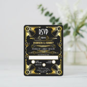 Geweldig gekleed kunstdeco-weddenschap met opulent RSVP kaartje (Staand voorkant)