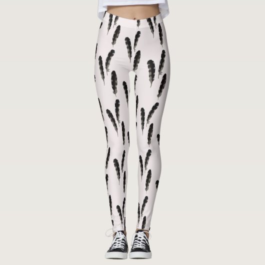 Geweldig gepotte Woodpecker Feathers Pattern Leggi Leggings (Voorkant)