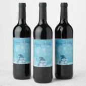 Geweldig, Geweldige, prachtige Blue Snowman Wijn Etiket (Flessen)