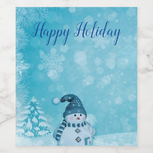 Geweldig, Geweldige, prachtige Blue Snowman Wijn Etiket (Enkel label)