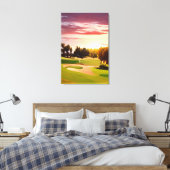 Geweldig golfschilderij met zonsondergang over gol canvas afdruk (Insitu (Slaapkamer))