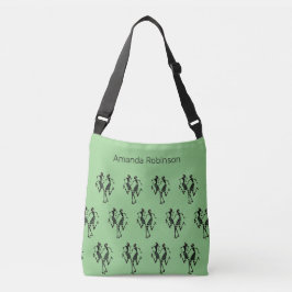 Geweldig, groene en silhouetdansers viering crossbody tas