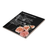 Geweldig grootmoeder gedicht - bloemen op zwart tegeltje (Zijkant)